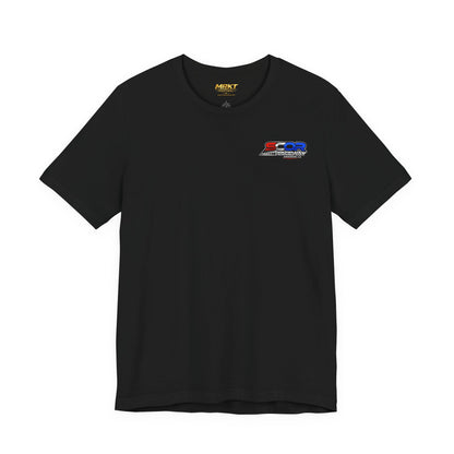 Sample - Race Car T-Shirt – Retro American Stock Car Design with Checkered Flag